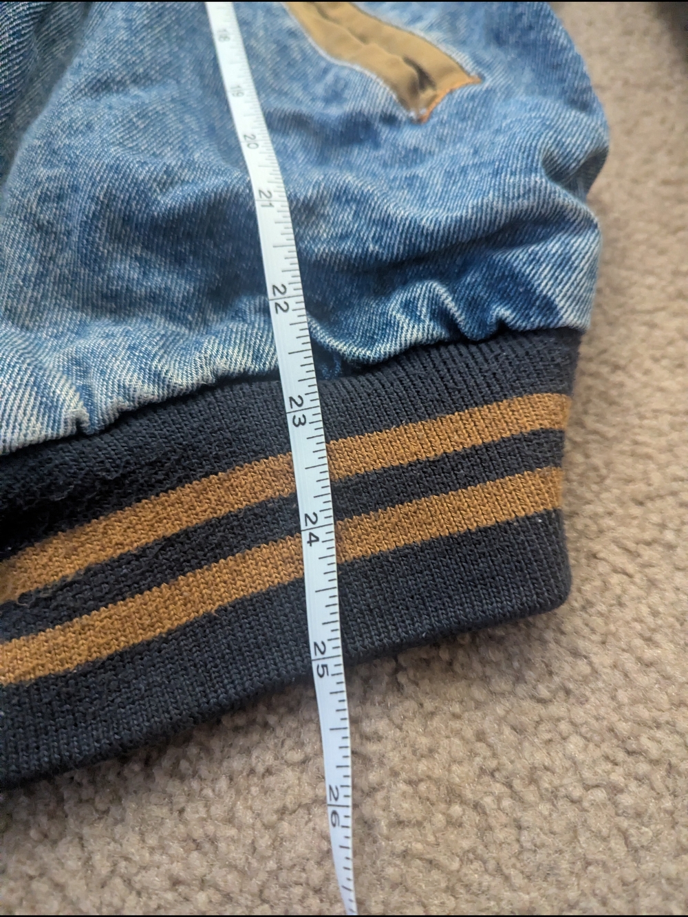 Dunbrooke Two-Tone Denim Bomber Jacket in Blue and Brown - Picture 5 of 12